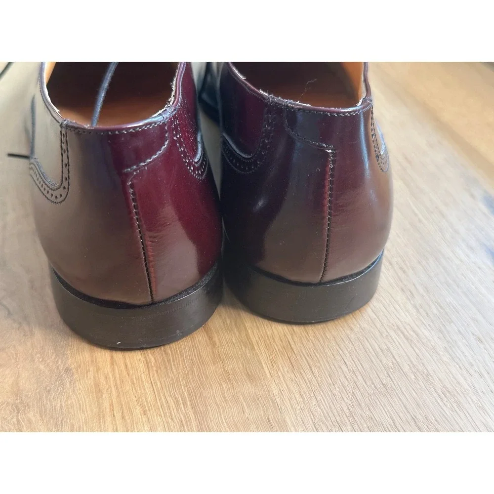 San Remo Mens Burgundy Leather Cap Toe Oxford Made in Italy Size 12‎ N